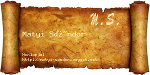 Matyi Sándor névjegykártya